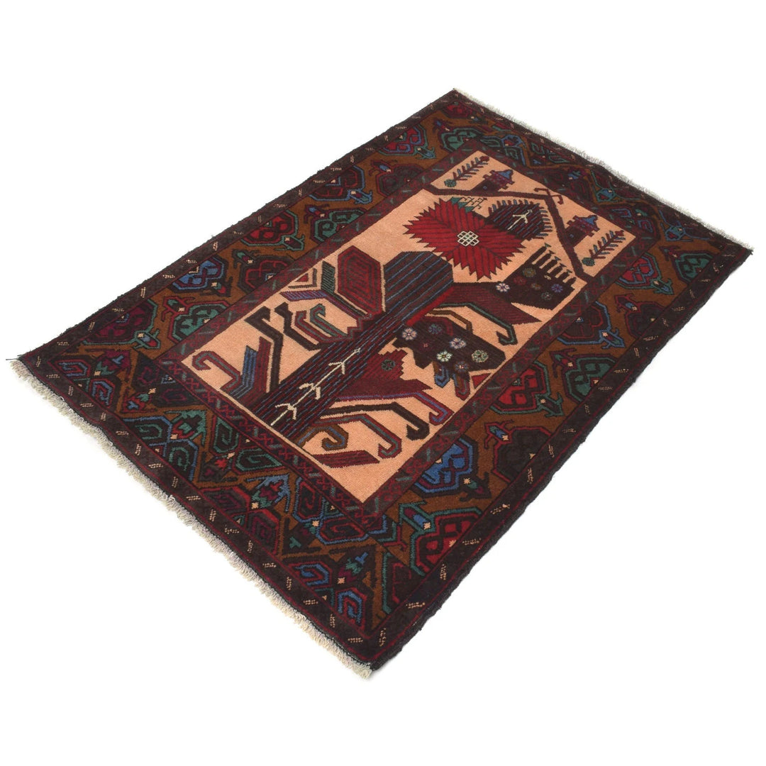 Orange Afghan Baluchi Rug 2' 9" x 4' 3" Hand-Knotted | No. AL57985