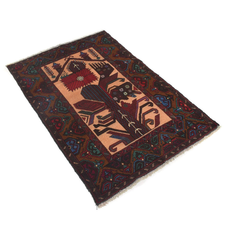 Orange Afghan Baluchi Rug 2' 9" x 4' 3" Hand-Knotted | No. AL57985