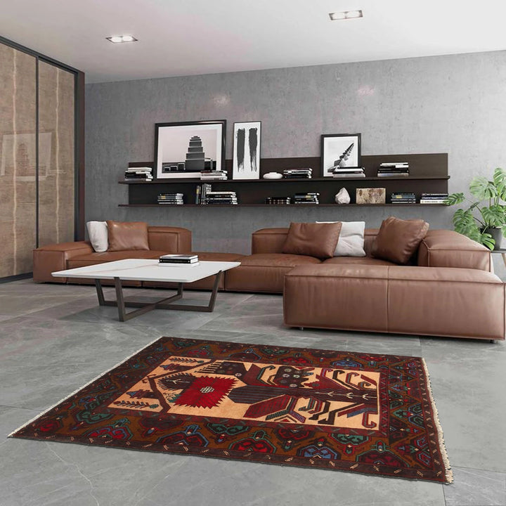 Orange Afghan Baluchi Rug 2' 9" x 4' 3" Hand-Knotted | No. AL57985