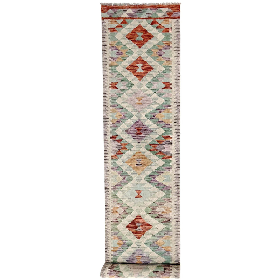 Multicolor Afghan Vegetable Kilim Rug 2' 7" x 15' 1" Flat-Weave | No. AL58065