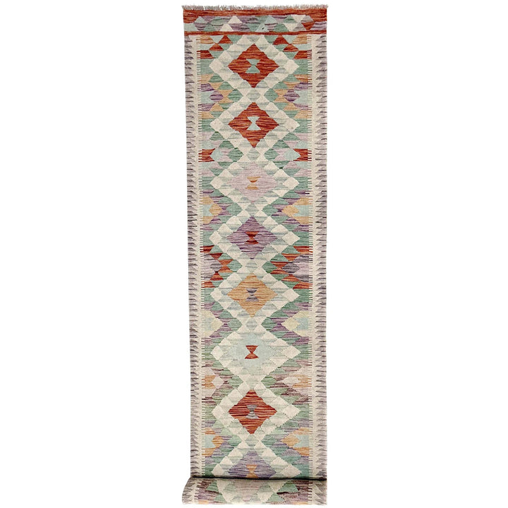 Multicolor Afghan Vegetable Kilim Rug 2' 7" x 15' 1" Flat-Weave | No. AL58065