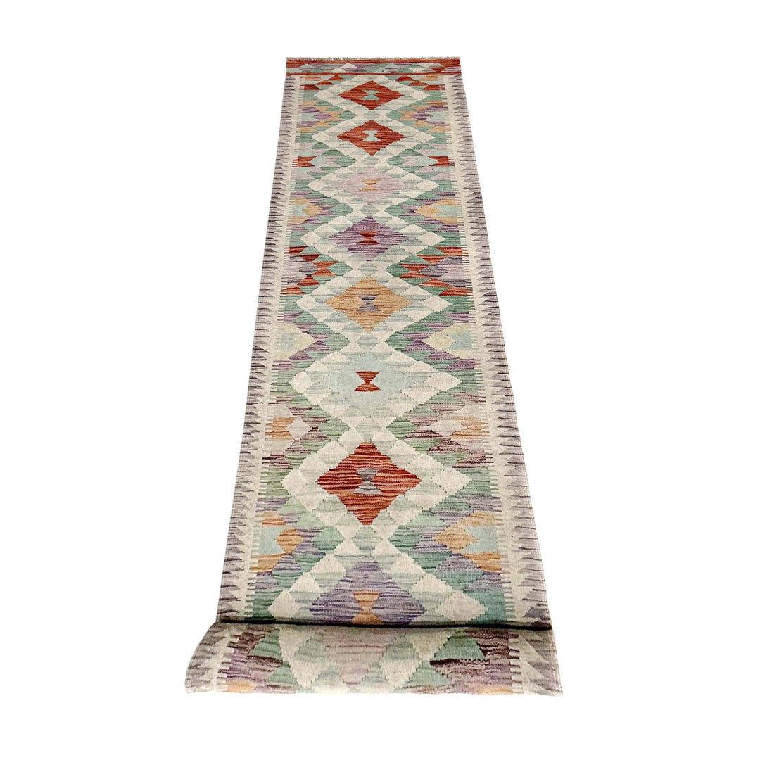 Multicolor Afghan Vegetable Kilim Rug 2' 7" x 15' 1" Flat-Weave | No. AL58065