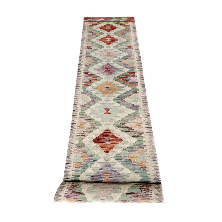 Multicolor Afghan Vegetable Kilim Rug 2' 7" x 15' 1" Flat-Weave | No. AL58065