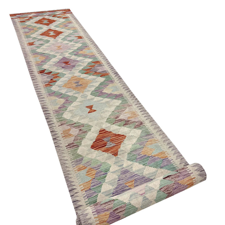 Multicolor Afghan Vegetable Kilim Rug 2' 7" x 15' 1" Flat-Weave | No. AL58065