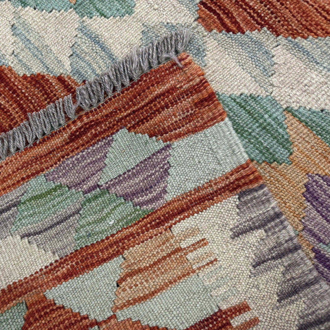 Multicolor Afghan Vegetable Kilim Rug 2' 7" x 15' 1" Flat-Weave | No. AL58065