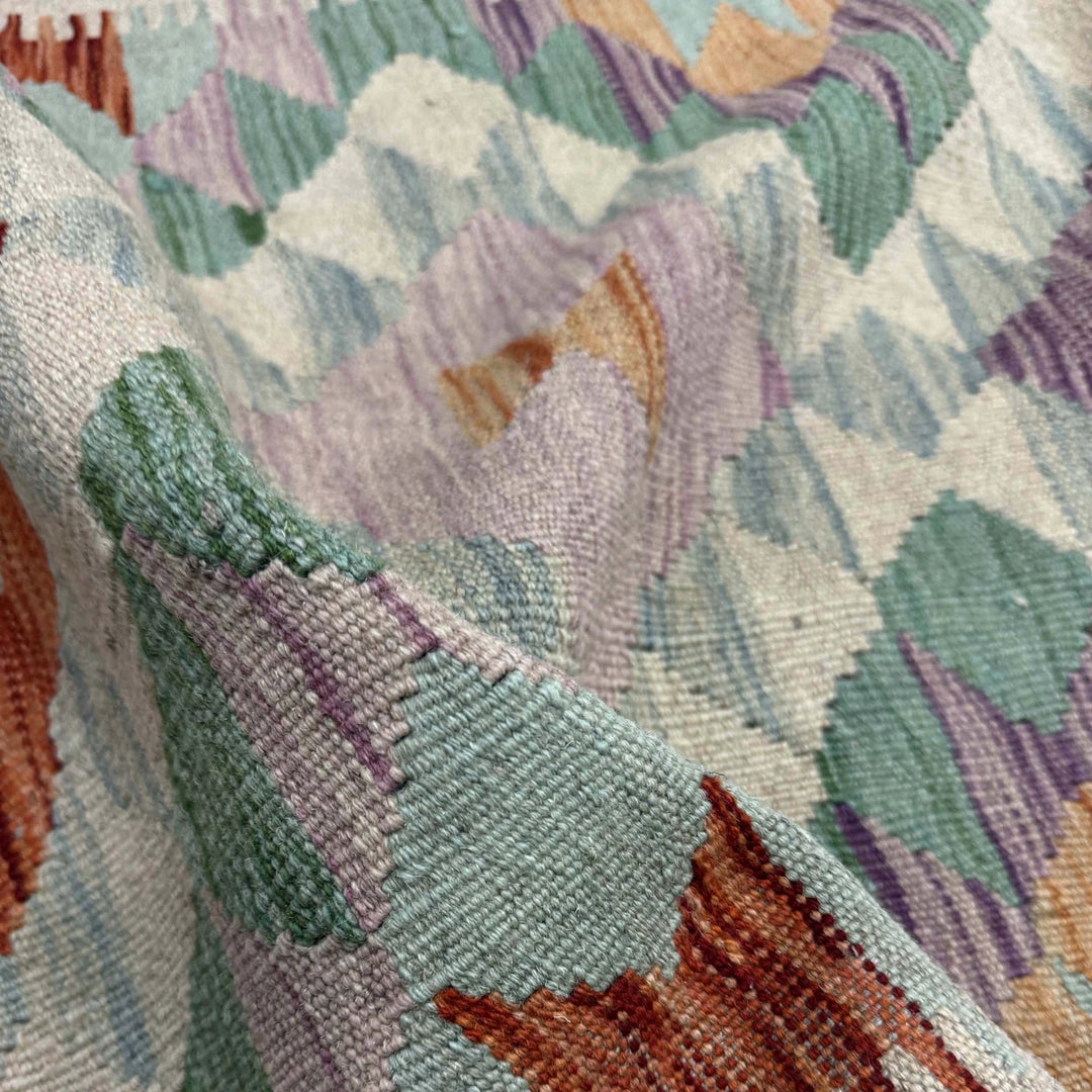 Multicolor Afghan Vegetable Kilim Rug 2' 7" x 15' 1" Flat-Weave | No. AL58065