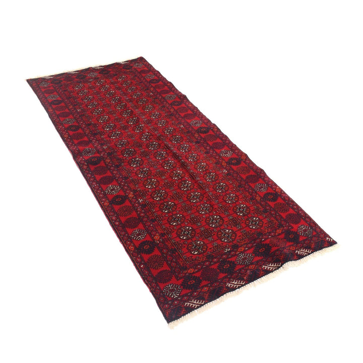 Red Afghan Bokhara Rug 2' 5" x 6' 0" Hand-Knotted | No. AL58067