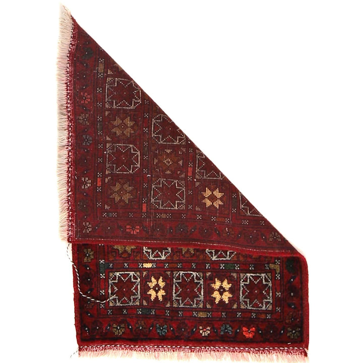 Red Afghan Oriental Doormat 1' 9" x 2' 6" Hand-Knotted | No. AL58075