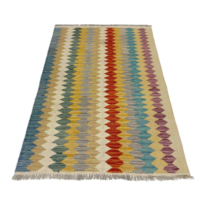 Afghan Vegetable Kilim Rug 2' 7" x 4' 3" Flat-Weave | No. AL581215