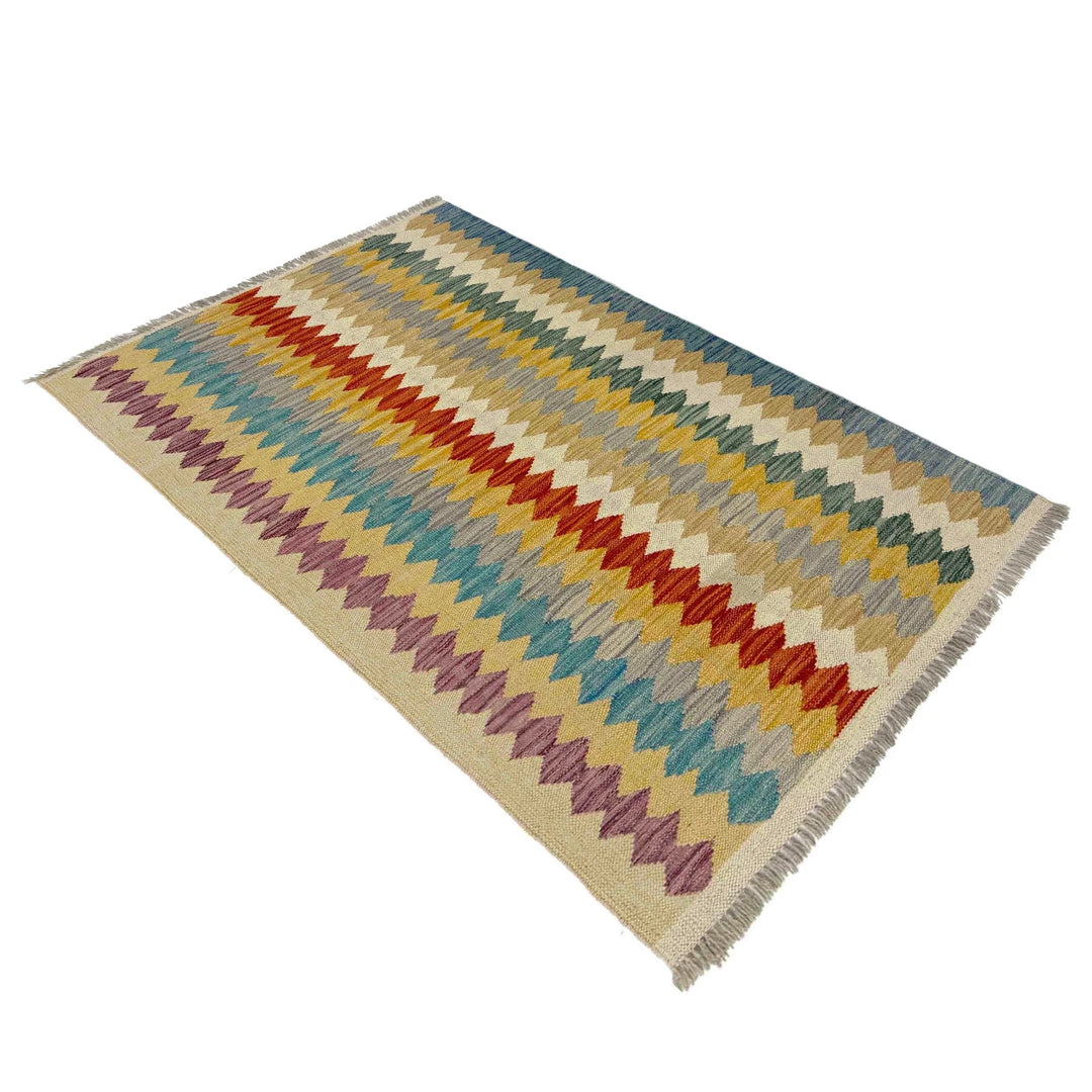 Afghan Vegetable Kilim Rug 2' 7" x 4' 3" Flat-Weave | No. AL581215