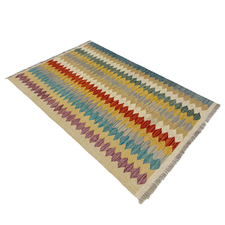 Afghan Vegetable Kilim Rug 2' 7" x 4' 3" Flat-Weave | No. AL581215