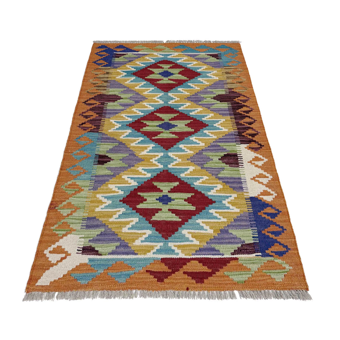 Afghan Vegetable Kilim Rug 2' 6" x 4' 3" Flat-Weave | No. AL581784