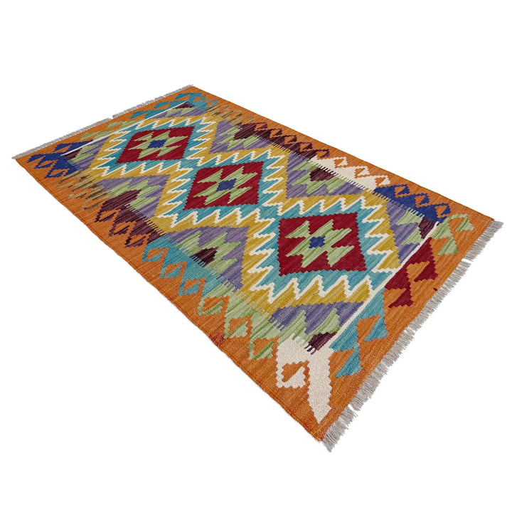 Afghan Vegetable Kilim Rug 2' 6" x 4' 3" Flat-Weave | No. AL581784