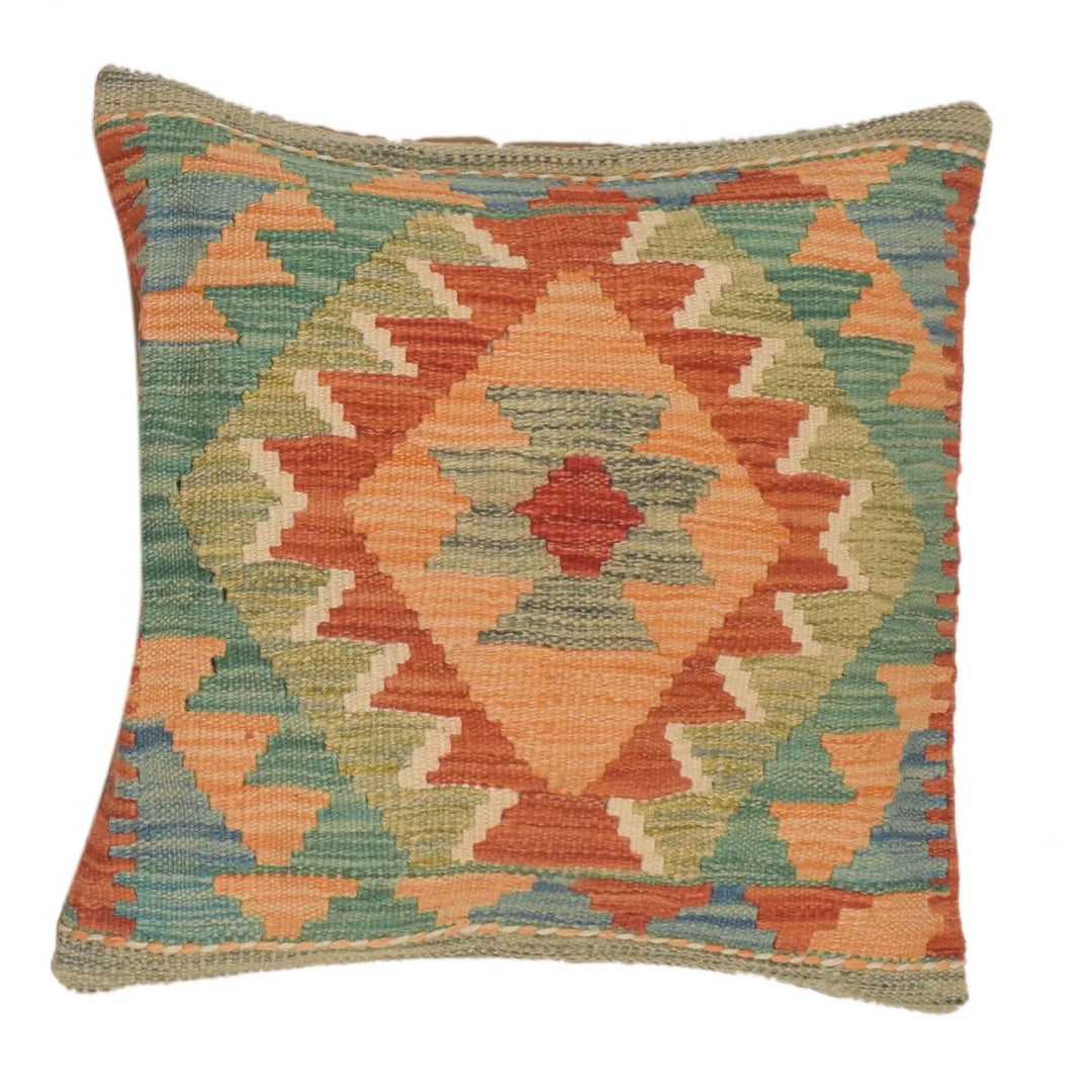 Afghan Turkish Design Cushion 1' 6" x 1' 6" Flat-Weave | No. AL58232