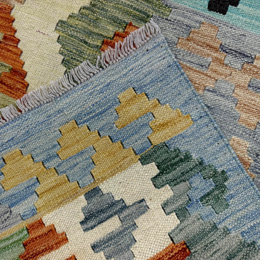 Multicolor Afghan Vegetable Kilim Rug 5' 10" x 7' 6" Flat-Weave | No. AL58270