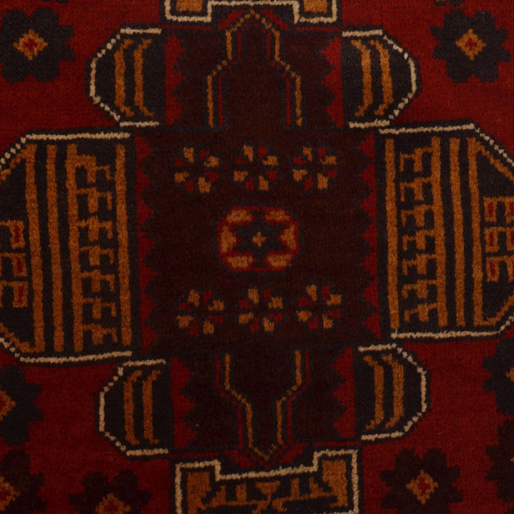Red Afghan Baluchi Rug 3' 1" x 4' 6" Hand-Knotted | No. AL58290