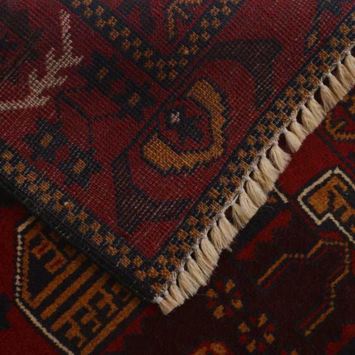 Red Afghan Baluchi Rug 3' 1" x 4' 6" Hand-Knotted | No. AL58290