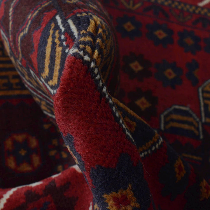 Red Afghan Baluchi Rug 3' 1" x 4' 6" Hand-Knotted | No. AL58290