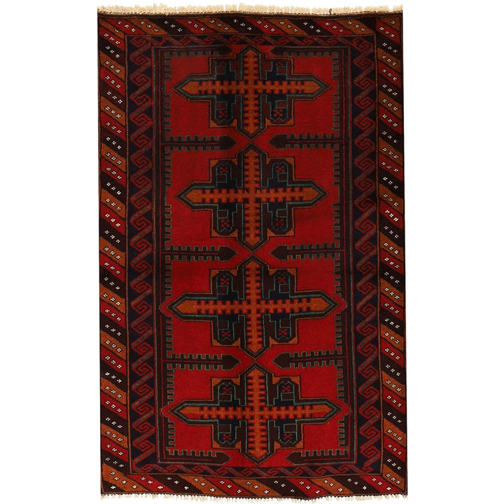 Afghan Baluchi Rug 3' 0" x 4' 7" Hand-Knotted | No. AL58299