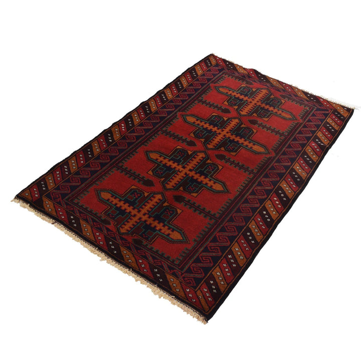 Afghan Baluchi Rug 3' 0" x 4' 7" Hand-Knotted | No. AL58299