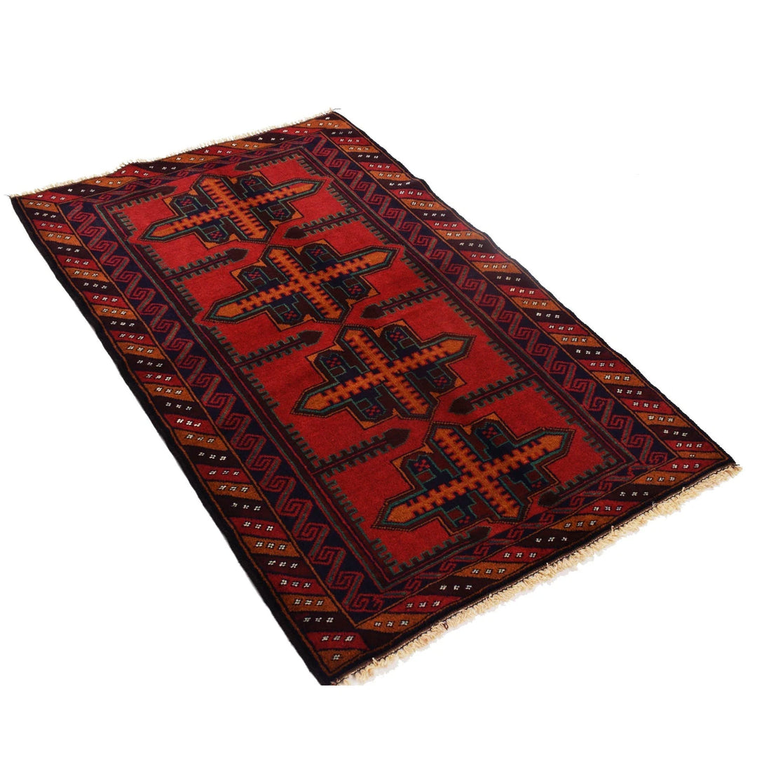 Afghan Baluchi Rug 3' 0" x 4' 7" Hand-Knotted | No. AL58299