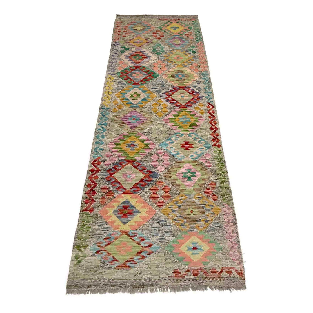 Afghan Vegetable Kilim Rug 2' 11" x 9' 11" Flat-Weave | No. AL583339
