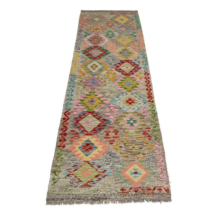 Afghan Vegetable Kilim Rug 2' 11" x 9' 11" Flat-Weave | No. AL583339