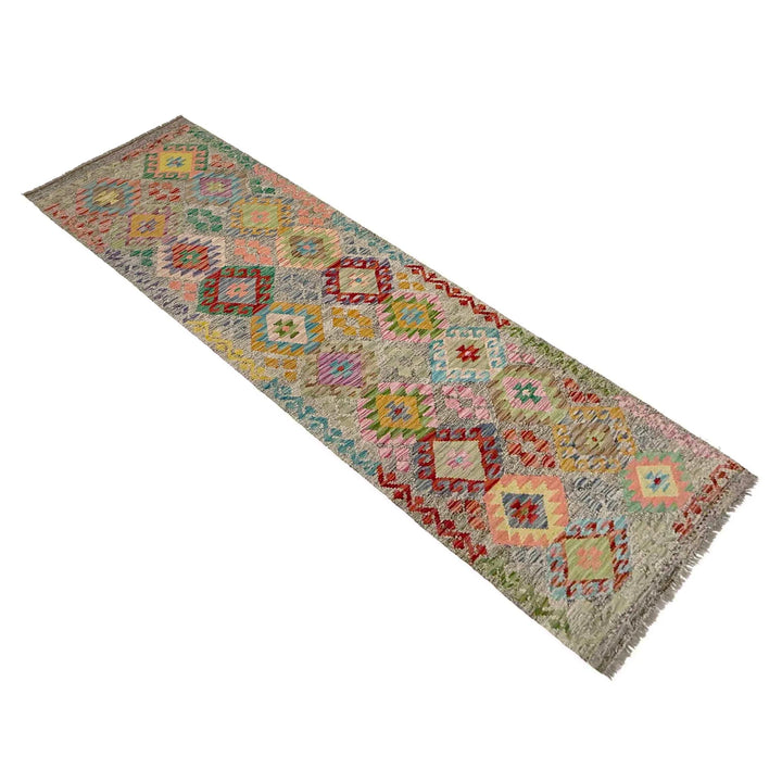 Afghan Vegetable Kilim Rug 2' 11" x 9' 11" Flat-Weave | No. AL583339