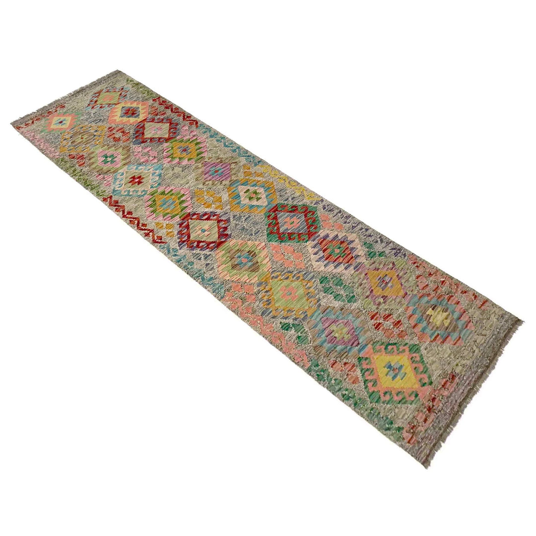 Afghan Vegetable Kilim Rug 2' 11" x 9' 11" Flat-Weave | No. AL583339