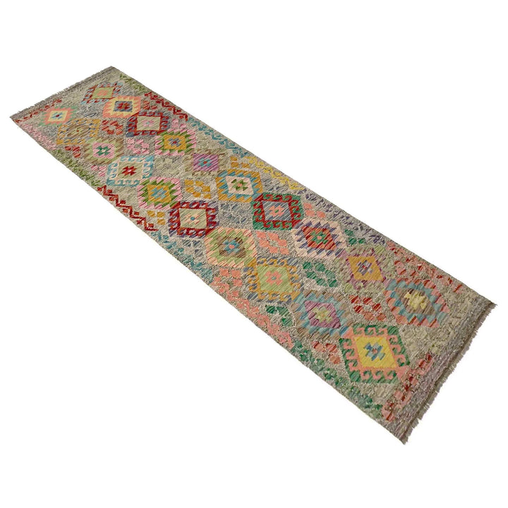 Afghan Vegetable Kilim Rug 2' 11" x 9' 11" Flat-Weave | No. AL583339