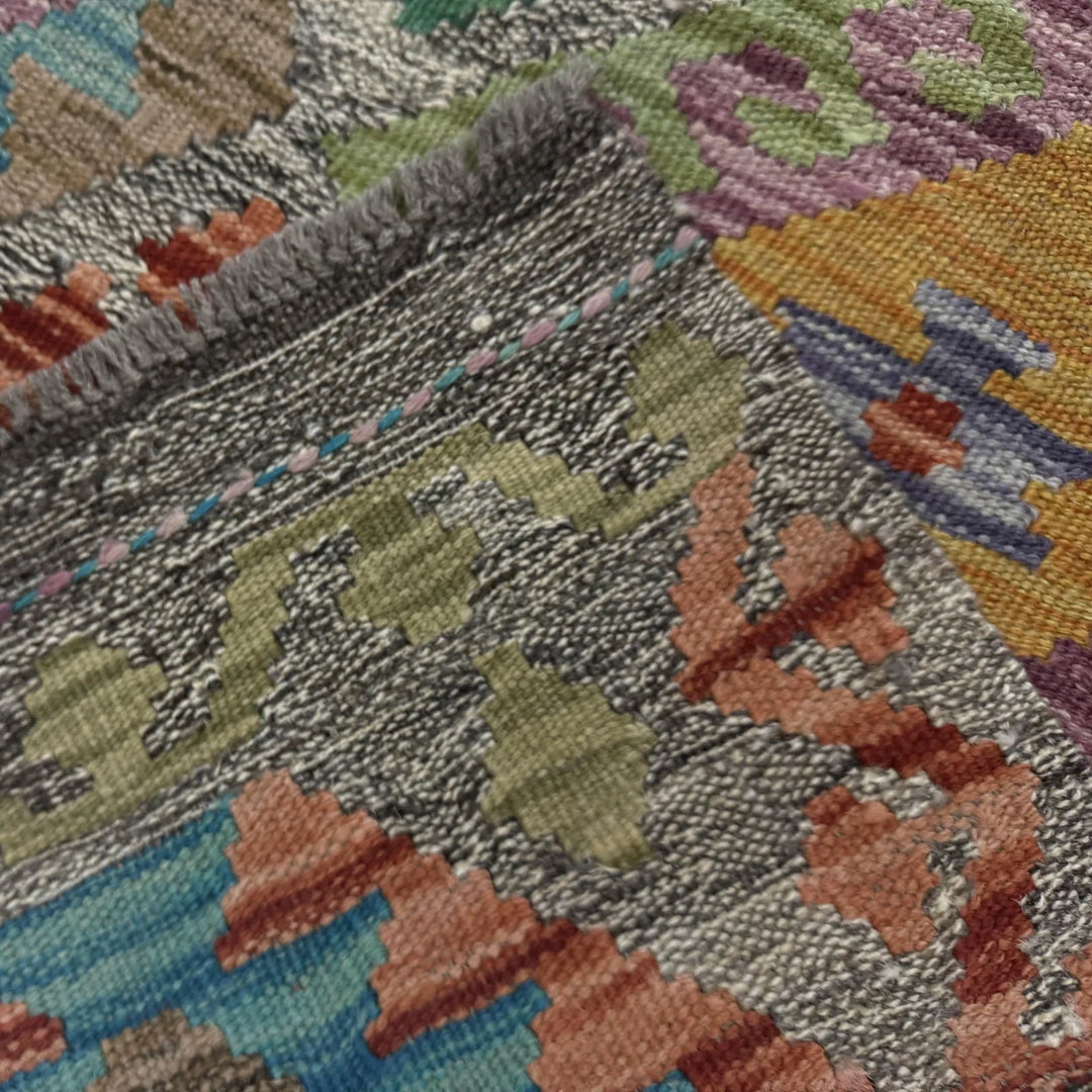Afghan Vegetable Kilim Rug 2' 11" x 9' 11" Flat-Weave | No. AL583339