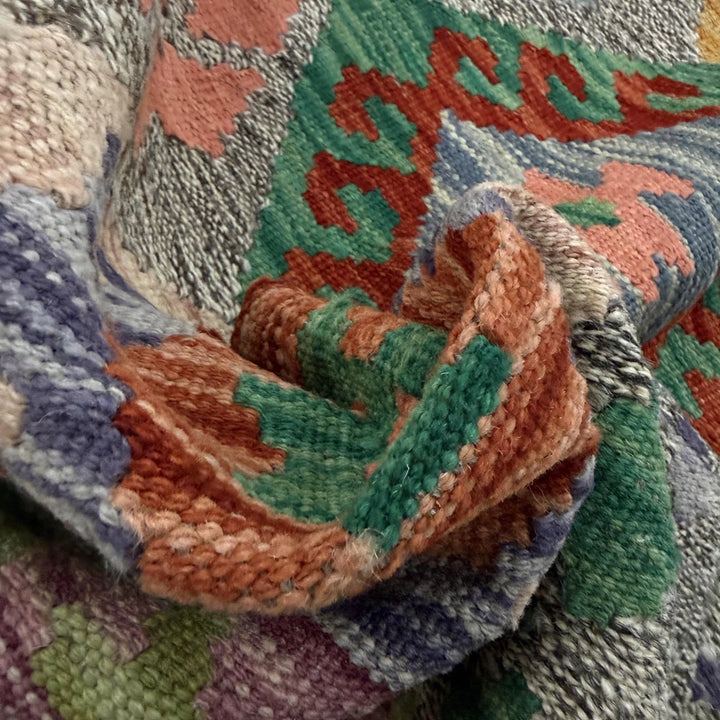 Afghan Vegetable Kilim Rug 2' 11" x 9' 11" Flat-Weave | No. AL583339