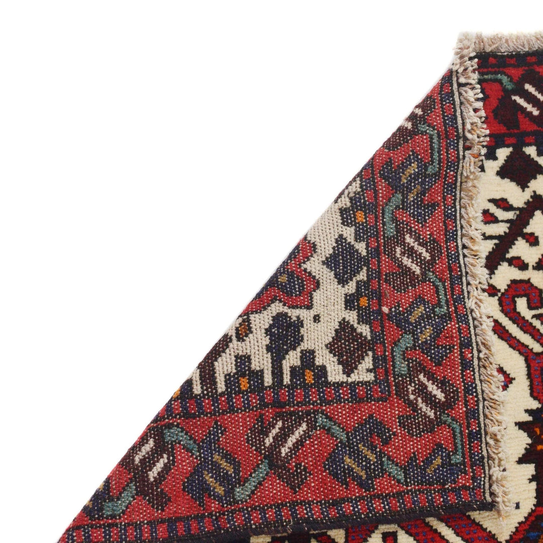 Beige Afghan Baluchi Rug 3' 3" x 4' 9" Hand-Knotted | No. AL58361