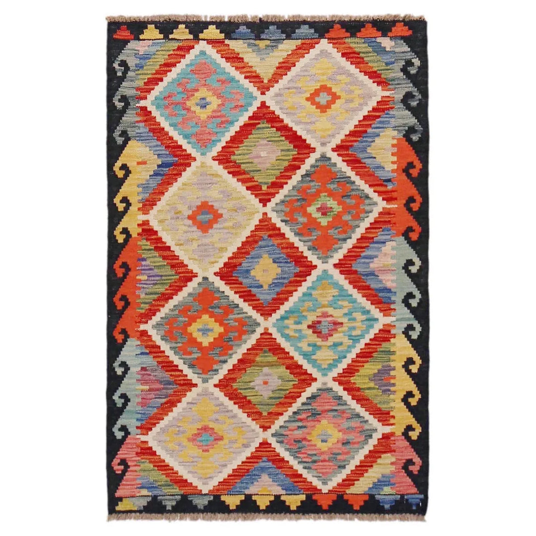 Afghan Vegetable Kilim Rug 2' 9" x 4' 3" Flat-Weave | No. AL58413