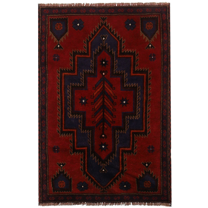 Afghan Baluchi Rug 3' 1" x 4' 8" Hand-Knotted | No. AL58417