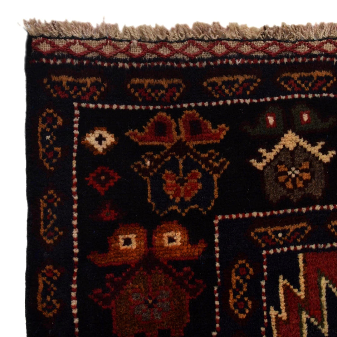 Red Afghan Baluchi Rug 3' 7" x 6' 8" Hand-Knotted | No. AL58424