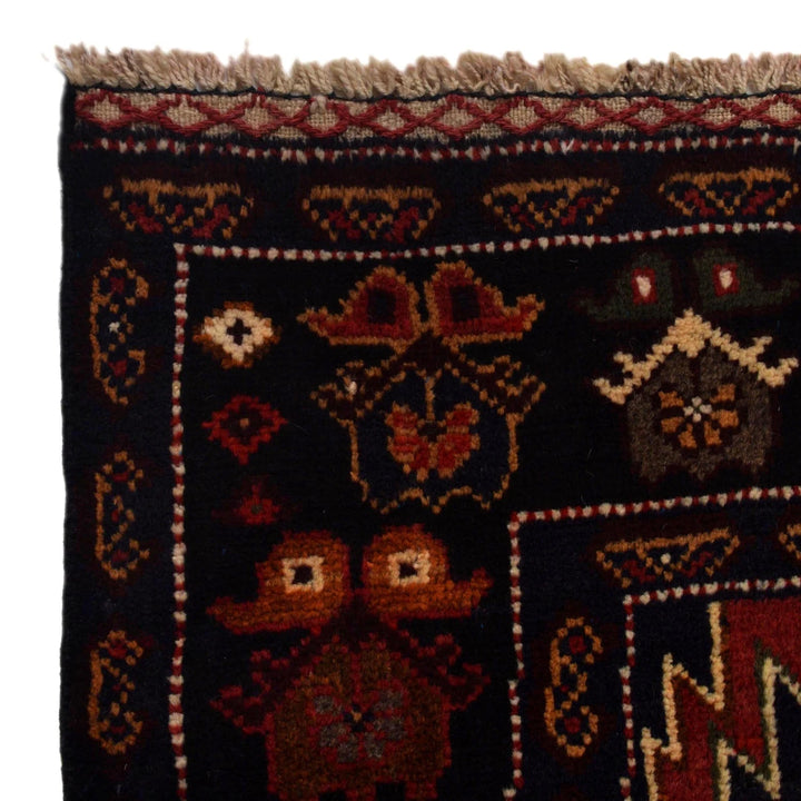 Red Afghan Baluchi Rug 3' 7" x 6' 8" Hand-Knotted | No. AL58424