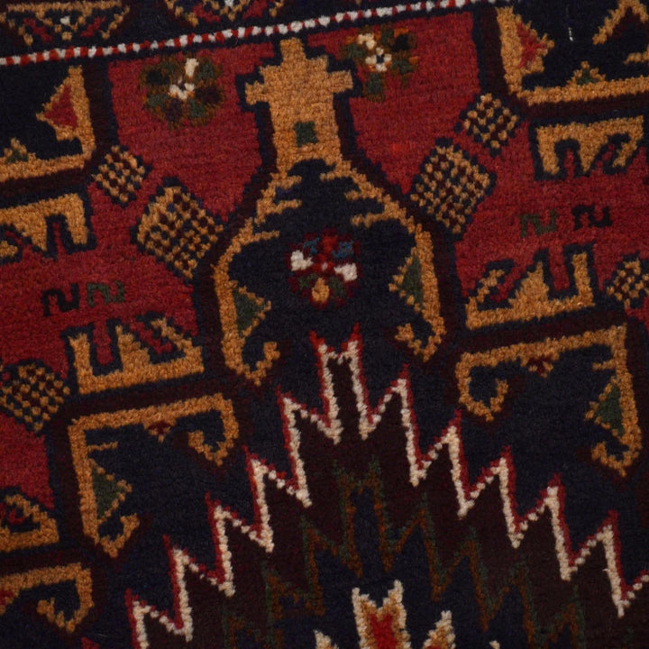 Red Afghan Baluchi Rug 3' 7" x 6' 8" Hand-Knotted | No. AL58424