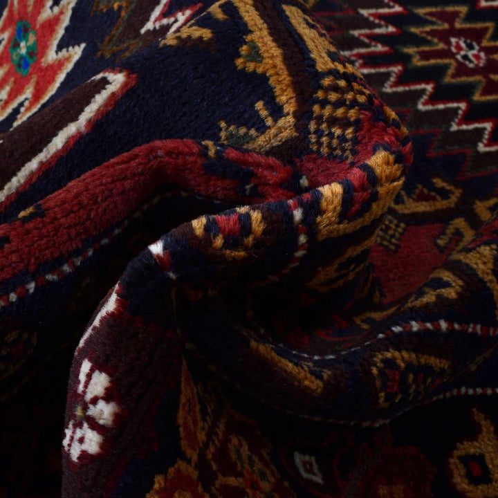 Red Afghan Baluchi Rug 3' 7" x 6' 8" Hand-Knotted | No. AL58424