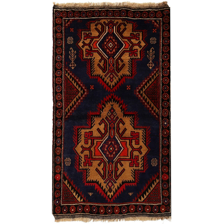 Afghan Baluchi Rug 2' 8" x 4' 7" Hand-Knotted | No. AL58437
