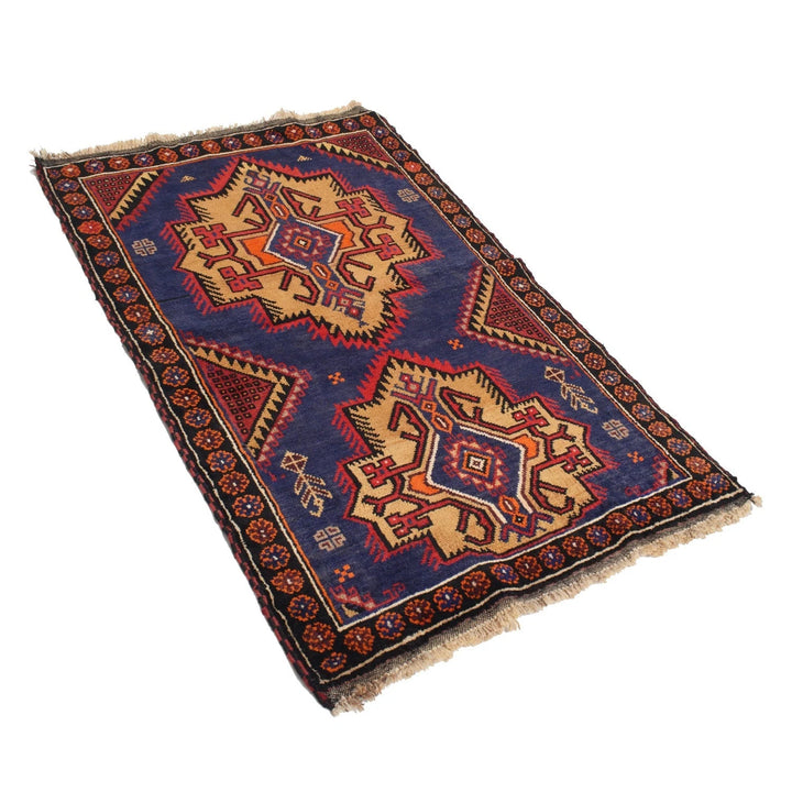 Afghan Baluchi Rug 2' 8" x 4' 7" Hand-Knotted | No. AL58437