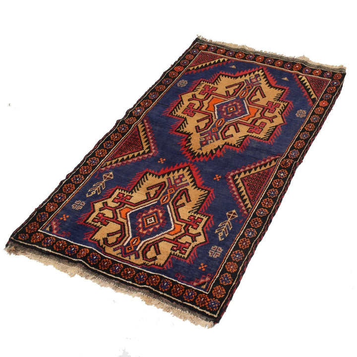 Afghan Baluchi Rug 2' 8" x 4' 7" Hand-Knotted | No. AL58437
