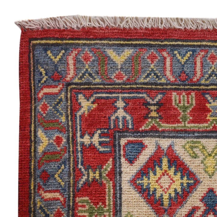 Red Afghan Kazak Rug 6' 7" x 9' 10" Hand-Knotted | No. AL58511