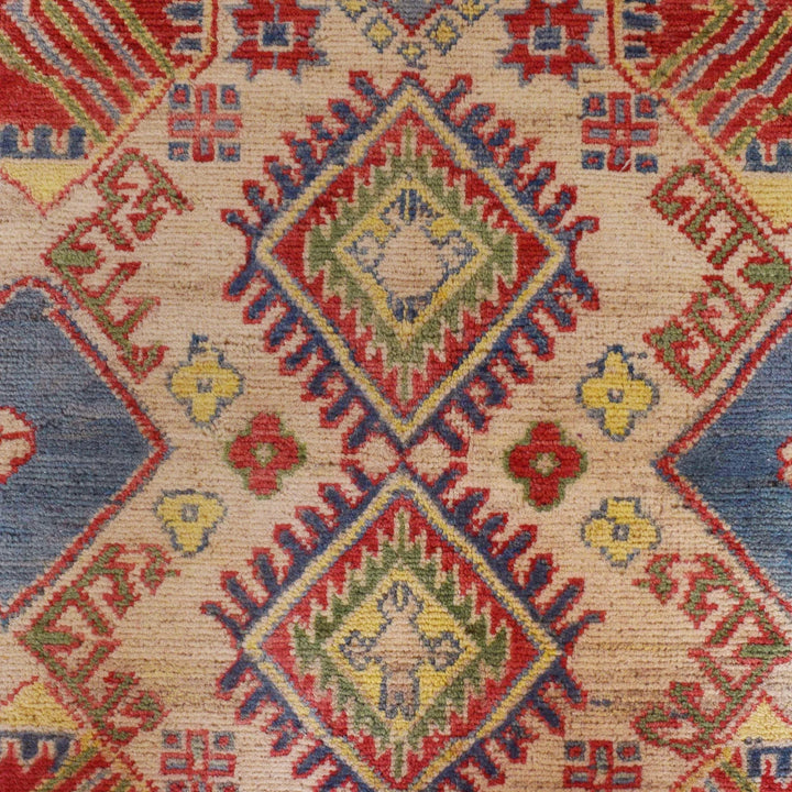 Red Afghan Kazak Rug 6' 7" x 9' 10" Hand-Knotted | No. AL58511