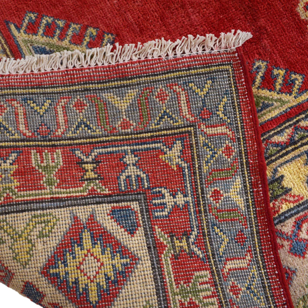 Red Afghan Kazak Rug 6' 7" x 9' 10" Hand-Knotted | No. AL58511