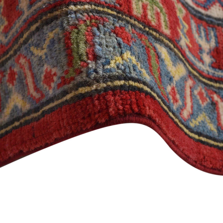 Red Afghan Kazak Rug 6' 7" x 9' 10" Hand-Knotted | No. AL58511