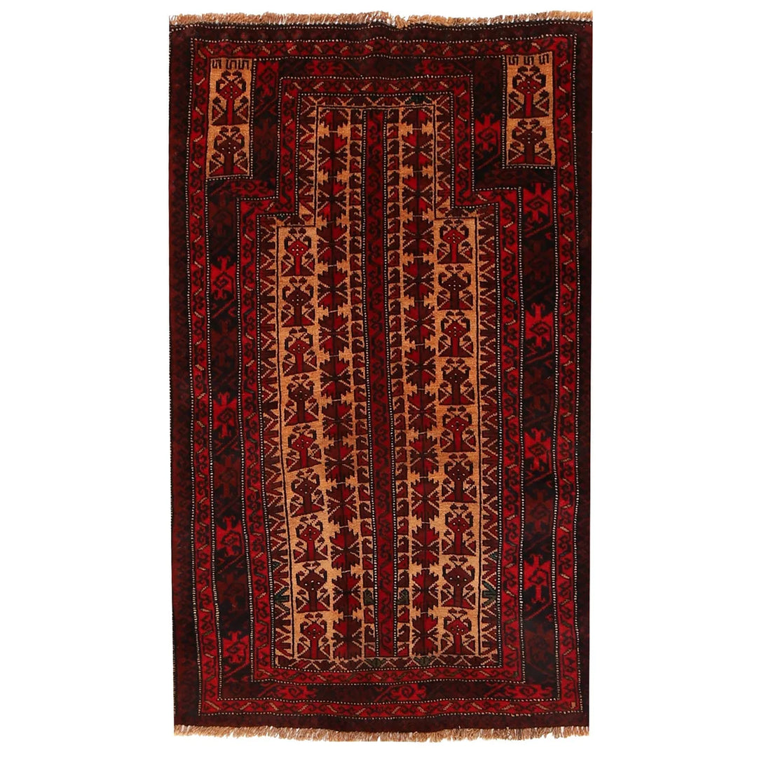Afghan Prayer Rug 2' 7" x 4' 2" Hand-Knotted | No. AL58518