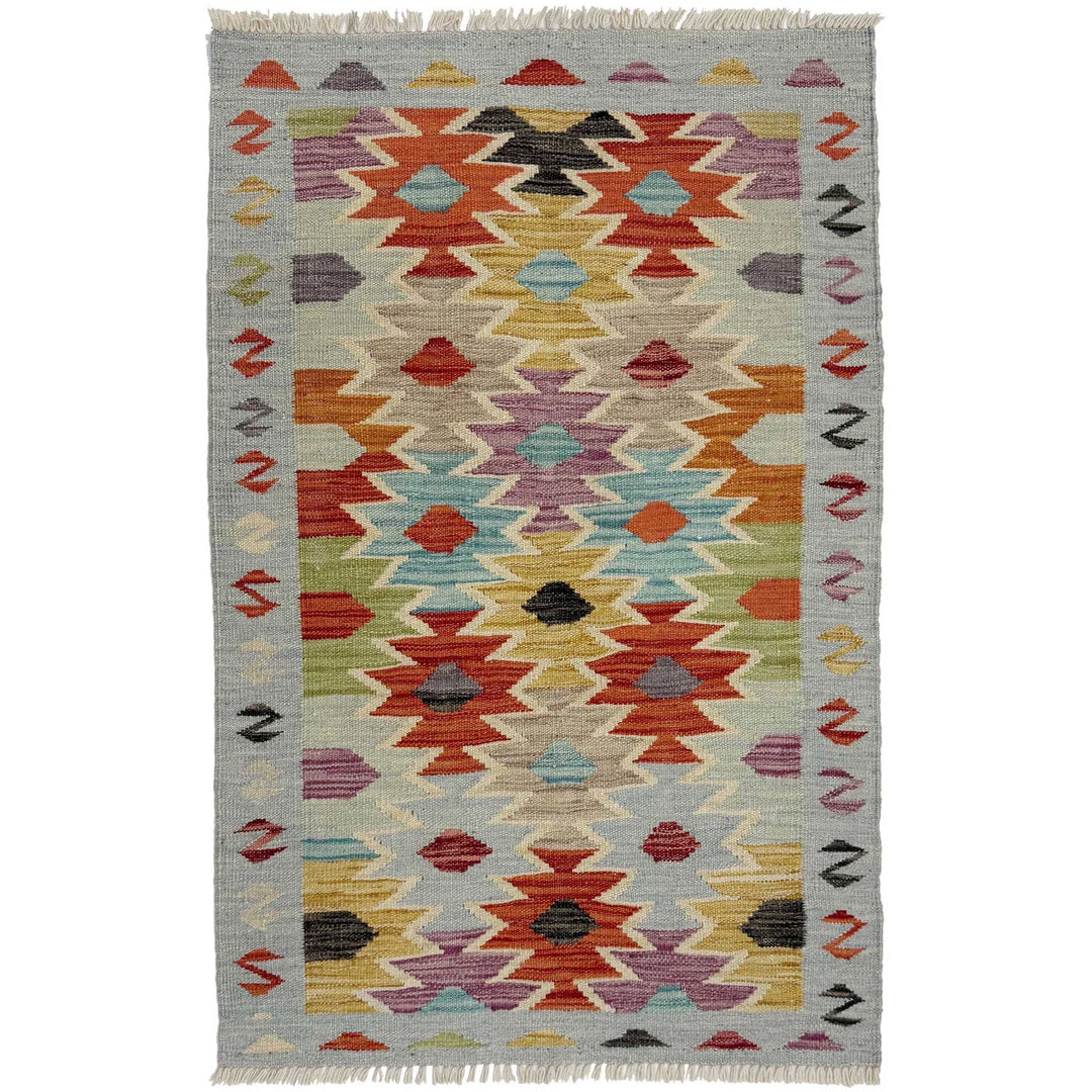 Afghan Vegetable Kilim Rug 2' 6" x 4' 1" Flat-Weave | No. AL585441