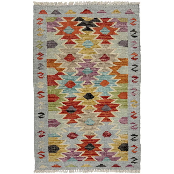 Afghan Vegetable Kilim Rug 2' 6" x 4' 1" Flat-Weave | No. AL585441