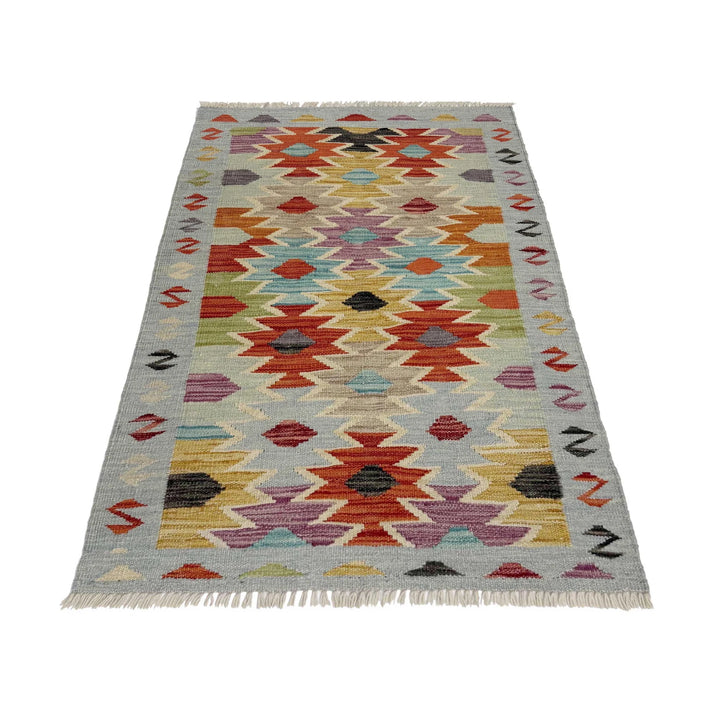 Afghan Vegetable Kilim Rug 2' 6" x 4' 1" Flat-Weave | No. AL585441